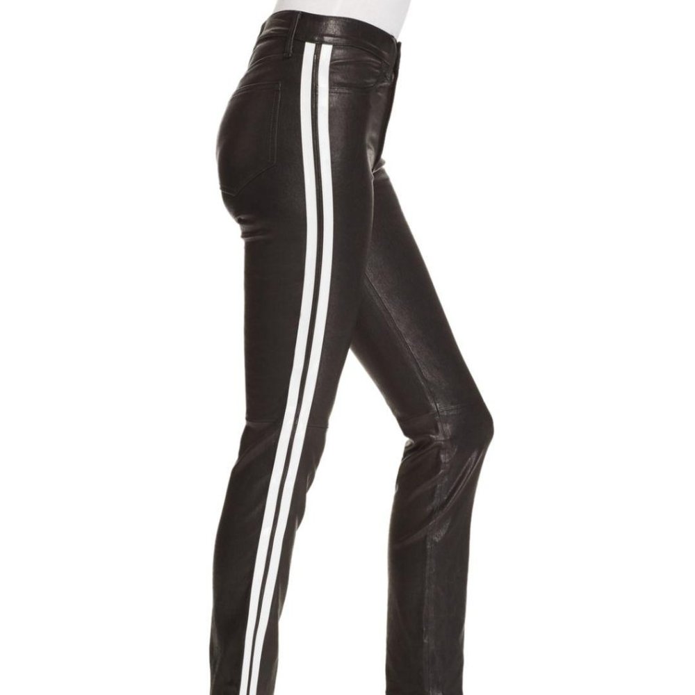 Rag & Bone Ankle Leather Cigarette W/ Stripe Pants NWT - Picture 2 of 4